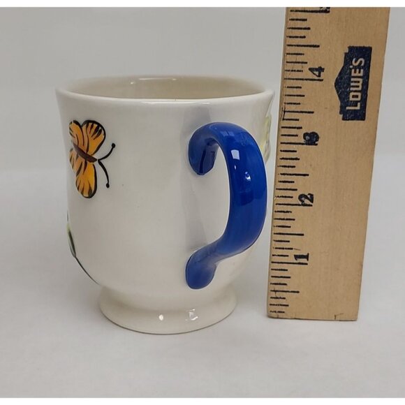 Anthropologie Faye Icon Mug Coffee Cup Floral Caterpillar Butterfly Replacement - Picture 5 of 6